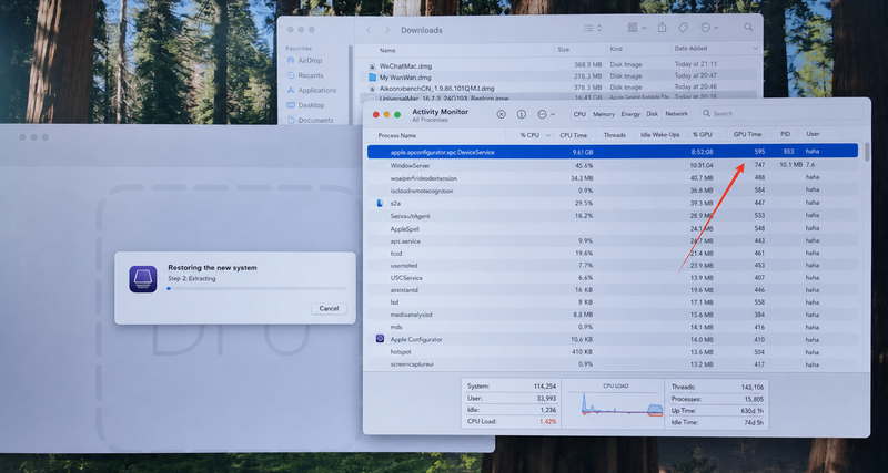 Monitoring Apple Configurator restore progress
